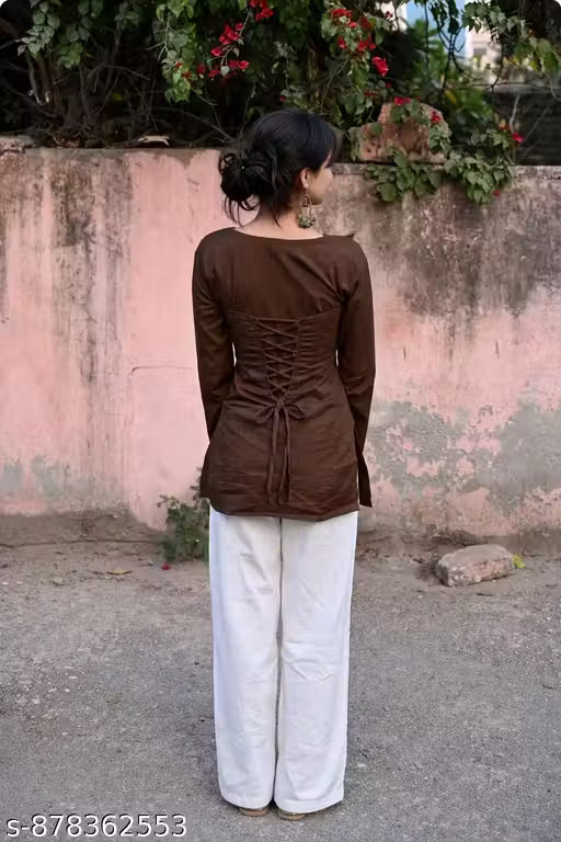 NEW HEER - Solid Brown Kurti With corset back