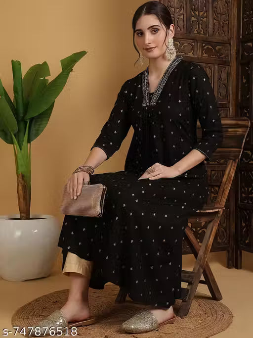 EDITION Women’s Black Printed Kurta