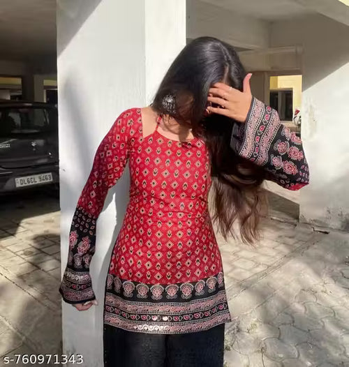 Ajrakh print latest cotton trendy corset back kurti