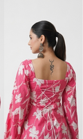 Trendy Floral Print Square Neck Western Top