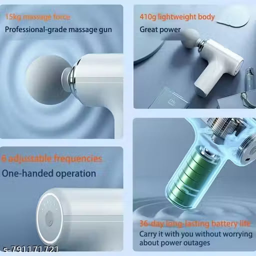 Mini Massage Gun for Pain Relief | Deep Tissue Massager for Neck, Shoulder, Back & Full Body with 4 Heads
