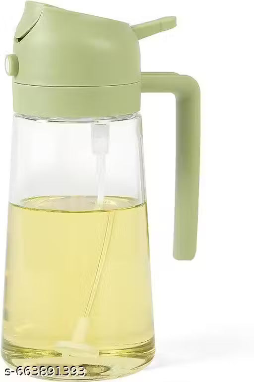 500ml, 2 in 1 Olive Oil Sprayer and Oil Dispenser Bottle for Kitchen, Glass Oil Bottle with Premium Nozzle, Oil Sprayer for Fryer, Salad, BBQ, Roasting 500ml (Pack of 1piece, multi colour)