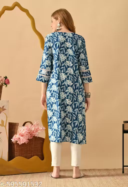 KALI BLUE OFF WHITE STRAIGHT KURTA
