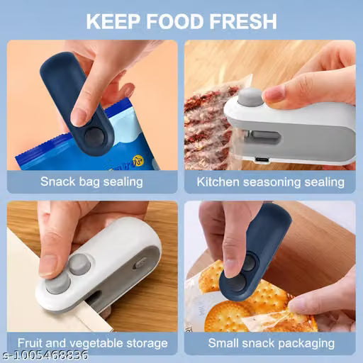 Portable Mini Bag Sealing Machine USB Rechargeable | 2-in-1 Heat Sealer with Cutter | Handheld Plastic Packet Sealer for Food Storage, Snack Bags & Kitchen Use