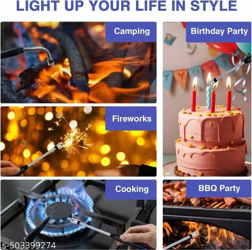 USB Plasma Rechargeable Electric Gas Lighter for Kitchen, Pooja Room, Candles, BBQ, Multi Purpose - 360 Degree Flexible & Windproof (Pack of 1)