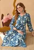 KALI BLUE OFF WHITE STRAIGHT KURTA