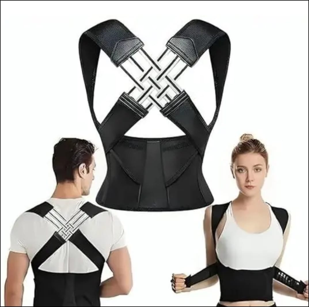 Premium Posture Corrector for Men & Women – Adjustable Back Brace with Lumbar Support & Ergo-X Cross Straps for Upper and Lower Back Pain Relief, Breathable Spine Alignment Belt