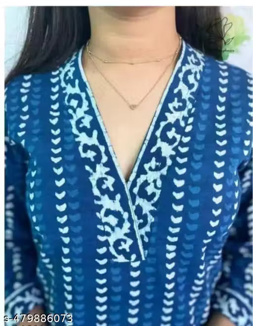 NEW EMBORDE INDIGO SINGLE KURTI/New Pink kurti/White Pink Single Kurti /Kurti under 300/Stylish Kurti/New Kurti/Kurti for Women/Kurti For Ladies/v neck kurti/ v neck kurti set /kurti for women