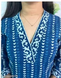 NEW EMBORDE INDIGO SINGLE KURTI/New Pink kurti/White Pink Single Kurti /Kurti under 300/Stylish Kurti/New Kurti/Kurti for Women/Kurti For Ladies/v neck kurti/ v neck kurti set /kurti for women