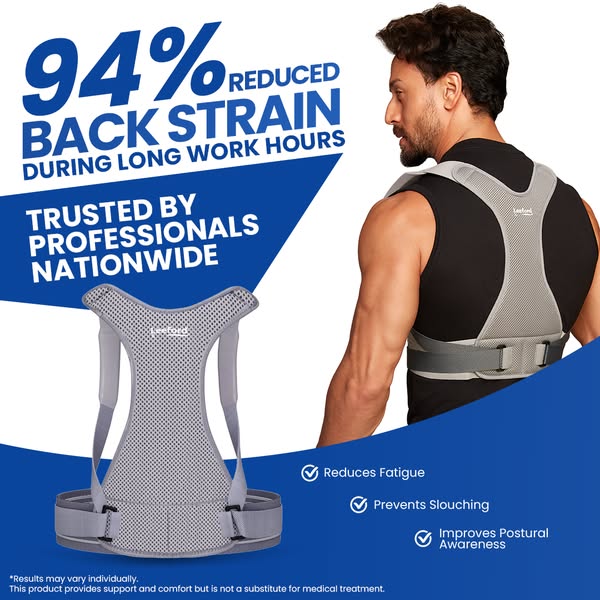 Premium Posture Corrector for Men & Women – Adjustable Back Brace with Lumbar Support & Ergo-X Cross Straps for Upper and Lower Back Pain Relief, Breathable Spine Alignment Belt