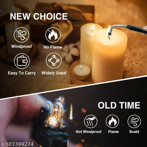 USB Plasma Rechargeable Electric Gas Lighter for Kitchen, Pooja Room, Candles, BBQ, Multi Purpose - 360 Degree Flexible & Windproof (Pack of 1)