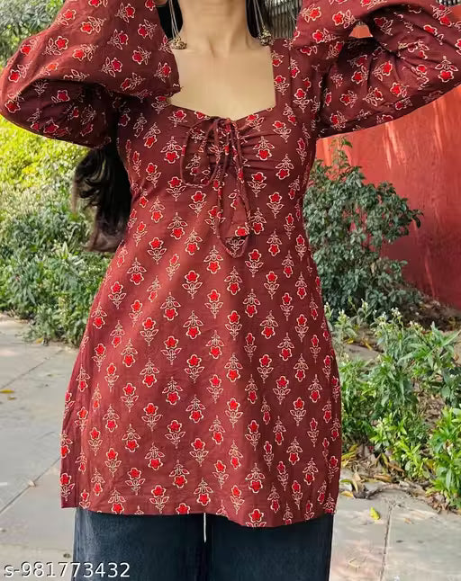 SPECIAL KNOT SHORT MAROON KURTI