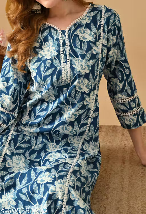 KALI BLUE OFF WHITE STRAIGHT KURTA