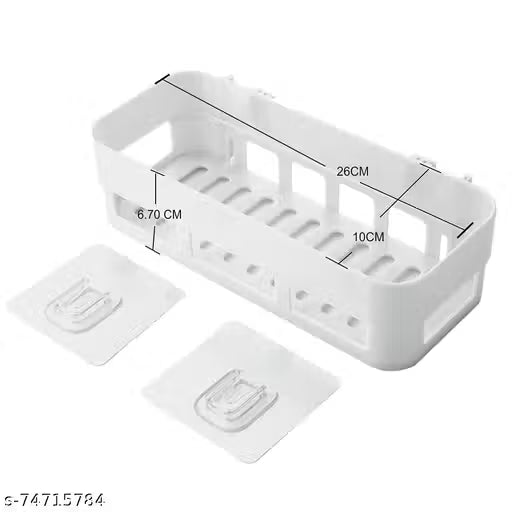 SHOPITECH COMBO OF 4 PCS Bathroom Shelf Rack / Kitchen Shelf / Wardrobe Shelf / Perfume Rack Plastic Wall Shelf ( 2 SOAP Shelves + 2 Bathroom Shelves )